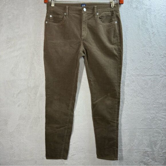 GAP True Skinny Stretch Mid Rise Corduroy Pants Olive Green Women’s Size‎ 28 - Picture 1 of 7